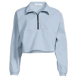 WeWoreWhat Cropped Quarter Zip Size XS Dusty Blue Retail $78